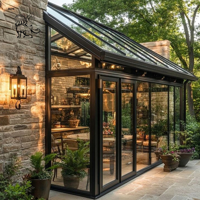 Glass Sunroom Entrance Door Wrought Iron Waterproof Greenhouse Metal Villa House Decoration