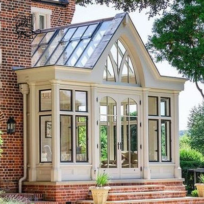 White Wrought Iron Sun Room Aluminum Toughened Glass Room Terrace Entrance Door Shade House European Luxury Villa