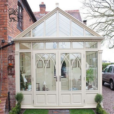 White Wrought Iron Sun Room Aluminum Toughened Glass Room Terrace Entrance Door Shade House European Luxury Villa