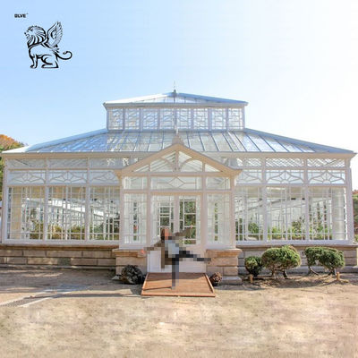 White Wrought Iron Sun Room Aluminum Toughened Glass Room Terrace Entrance Door Shade House European Luxury Villa