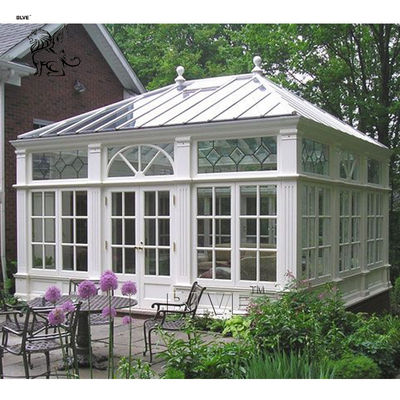 White Wrought Iron Sun Room Aluminum Toughened Glass Room Terrace Entrance Door Shade House European Luxury Villa