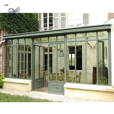 Wrought Iron Four Seasons Sunroom Glass Houses Metal Greenhouse Villa Entrance Doors Living Room Modern Design Customized