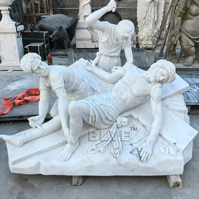 Marble Jesus Crucified Sculpture 14 stations the Cross Christian Statue Outdoor Church Decor