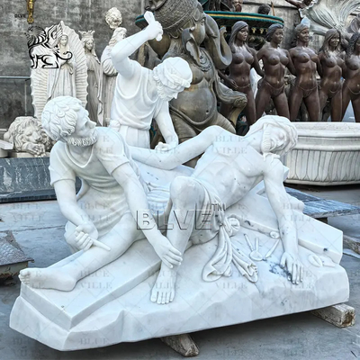 Marble Jesus Crucified Sculpture 14 stations the Cross Christian Statue Outdoor Church Decor