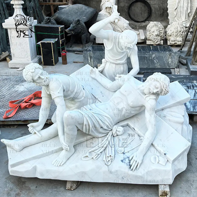 Marble Jesus Crucified Sculpture 14 stations the Cross Christian Statue Outdoor Church Decor