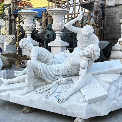 Marble Jesus Crucified Sculpture 14 stations the Cross Christian Statue Outdoor Church Decor