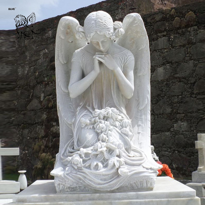 Marble Guardian Angel Sculpture Monument Cemetery Angel Statues Tombstone Grave Stone Handcarved
