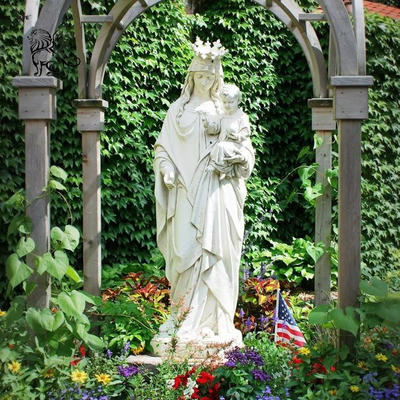 Marble Mother Mary Statues Life Size Virgin Mary Statue Holding Baby Jesus Religious Handcarved Outdoor