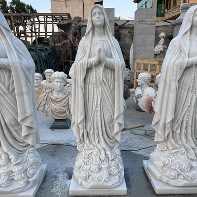 Life Size Mother Mary Holding Baby Jesus Marble Statue Religious Outdoor Sculpture Garden Decor