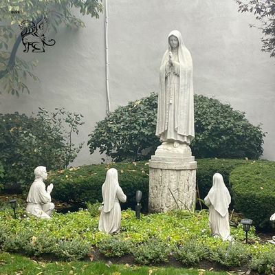 Our Lady of Fatima Statue Marble Virgin Mary Statues Kneeling Praying Life Size Saints Children Church Catholic Religious