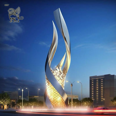 Stainless Steel Abstract Growth Sculpture Lighting Metal Art Mirror Garden Plaza Urban Large Outdoor