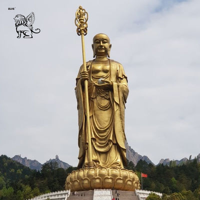 Bronze Ksitigarbha Bodhisattva Sculpture Earth Store Bodhisattva Buddha Statue Life Size Religious Custom