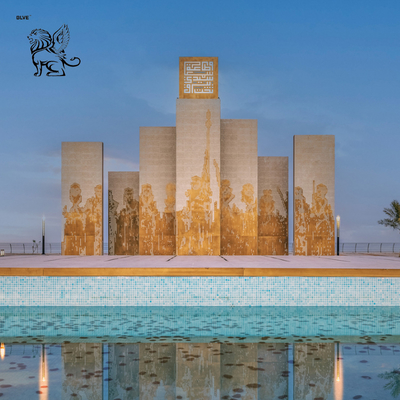 Stainless Steel 3D Wall Sculpture Landmark Saudi Arabia Metal Relief Sculptures Outdoor Large 2030 Custom