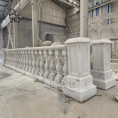 White Stone Handrail Balustrade Marble Small Pillar Balcony Railing Design Flowerpot Hand Carved Home Decor