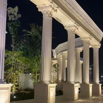 White Marble Square Columns Outdoor Pillars Design Villa Corridor Decorative Customized
