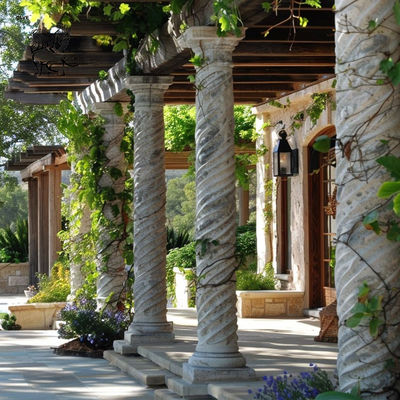 White Marble Square Columns Outdoor Pillars Design Villa Corridor Decorative Customized