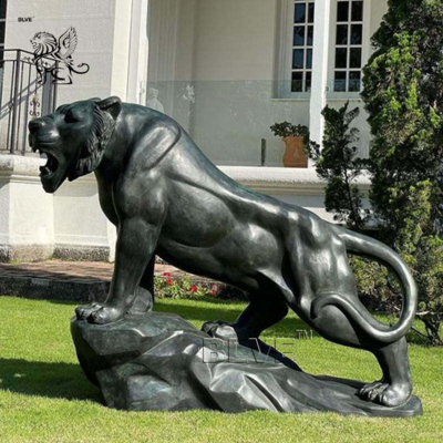 Bronze Tiger Sculpture Casting Copper Animal Statue Metal Crafts Western Life Size Outdoor Garden Decoration