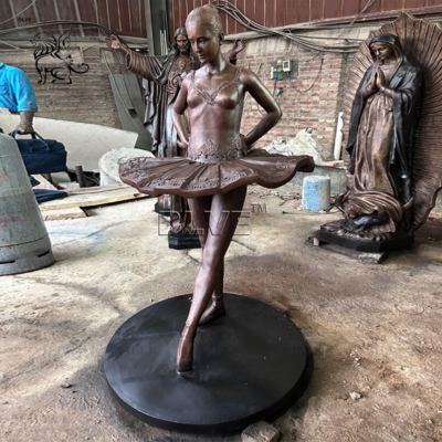 Bronze Dancing Girl Sculpture Metal Art Ballet Woman Figure Statue Life Size Casting Outdoor Garden Decoration