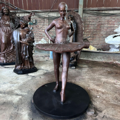 Bronze Dancing Girl Sculpture Metal Art Ballet Woman Figure Statue Life Size Casting Outdoor Garden Decoration