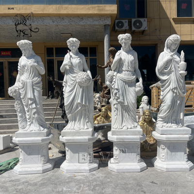 Natural Marble Four Seasons Sculpture Garden Greek Goddess Statue Life Size Hand Carving Outdoor