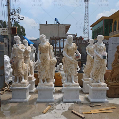 Natural Marble Four Seasons Sculpture Garden Greek Goddess Statue Life Size Hand Carving Outdoor