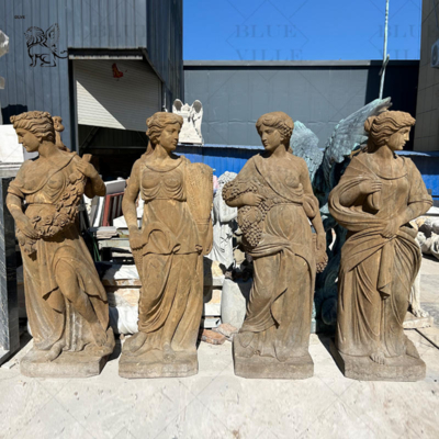 Natural Marble Four Seasons Sculpture Garden Greek Goddess Statue Life Size Hand Carving Outdoor