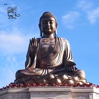 Large Copper Bronze Zen Buddha Statue Giant Shakyamuni Buddhist Religious Figure Statues Decoration Temple