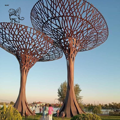Stainless Steel Tree Sculpture Large Public Art Metal Sunshade Pavilion Luxury Outdoor Hotel Square