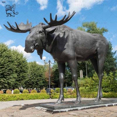 Bronze Standing Moose Sculpture Metal Copper Animal Garden Statue Large Outdoor Custom