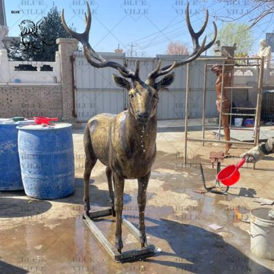Bronze Standing Moose Sculpture Metal Copper Animal Garden Statue Large Outdoor Custom