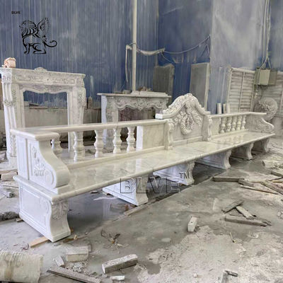 White Marble Bench Garden Natural Stone Benches Rest Long Chair Outdoor Park Customized Size