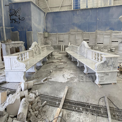 White Marble Bench Garden Natural Stone Benches Rest Long Chair Outdoor Park Customized Size