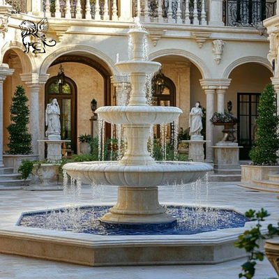 White Marble Garden Water Fountain 4 Tier Waterfall Fountains Large Outdoor Landscaping