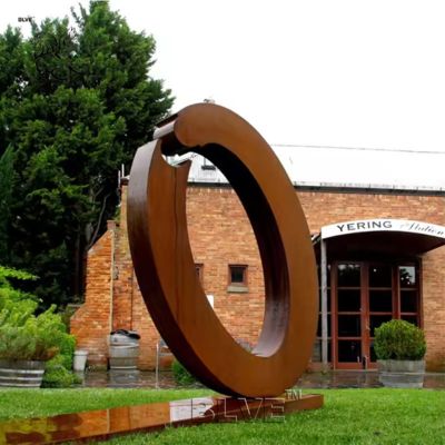 Corten Steel Circular Sculpture Rust Color Ring Statue Metal Large Outdoor Decoration