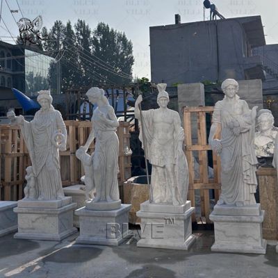 White Marble Warrior Sculpture Life Size Garden Ancient Greek Goddess God Stone Statues Outdoor Home Decor