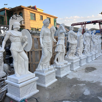 White Marble Warrior Sculpture Life Size Garden Ancient Greek Goddess God Stone Statues Outdoor Home Decor