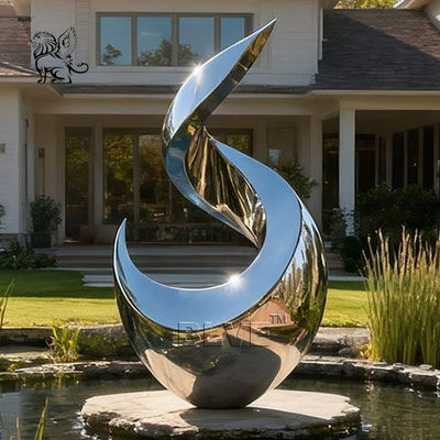 Water-drop Stainless Steel Sculpture Geometric Mirror Polished Metal Large Outdoor Art Decoration