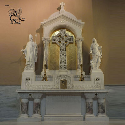 Marble Altar Religious Natural Stone Saint Mary Statues Hand Carved Church Decoration