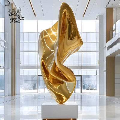 Kinetic Sculpture Stainless Steel Indoor Mirror Polished Abstract Art Modern Large Hotel Villa Lobby