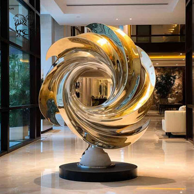 Kinetic Sculpture Stainless Steel Indoor Mirror Polished Abstract Art Modern Large Hotel Villa Lobby