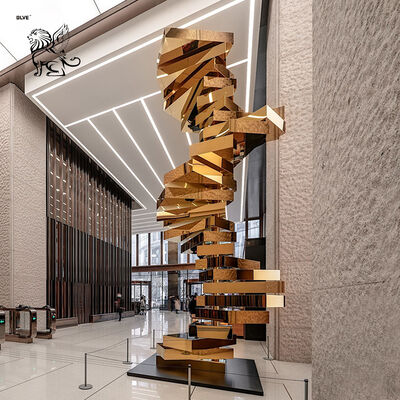 Gold Flower Stainless Steel Sculpture Lobby Metal Abstract Art Hotel Villa Statue Decorative Outdoor