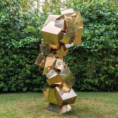 Gold Flower Stainless Steel Sculpture Lobby Metal Abstract Art Hotel Villa Statue Decorative Outdoor