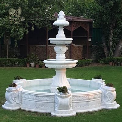 White Marble Fountains Modern 3 Tier Water Fountain Outdoor Garden Decoration Large Custom