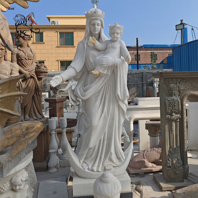 White Marble Saint Woman Figure Mary Statue Life Size Catholic Religious Nun Statues Outdoor Church Handcarved