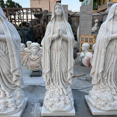 White Marble Saint Woman Figure Mary Statue Life Size Catholic Religious Nun Statues Outdoor Church Handcarved