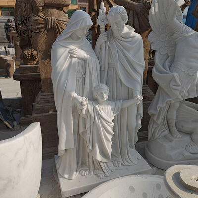 Marble Holy Family Statue Sculpture Life Size Jesus Mary Saint Joseph Statues Religious Figures Church Decoration