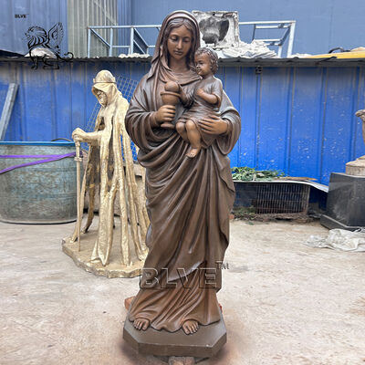 Bronze Virgin Mary Statue Brass Life Size Catholic Religious Woman Sculpture Metal Church Garden