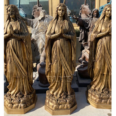 Bronze Virgin Mary Statue Brass Life Size Catholic Religious Woman Sculpture Metal Church Garden