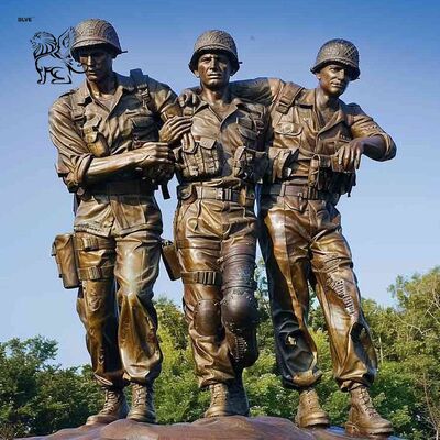 Bronze Warriors Soldier Sculpture Life Size Metal Martyr Memorial Statue Peace Series Customized