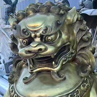 Brass Bronze Foo Dog Statue Metal Fengshui Animals Chinese Lion Sculpture Large Outdoor Entrance Decoration